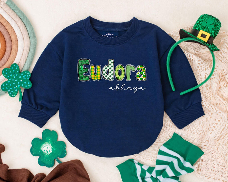 Custom St Patrick's Day Baby Romper Eudora Shamrock Design Infant Bodysuit Newborn Gift Boys Girls First Holiday Outfit Lucky Charm
