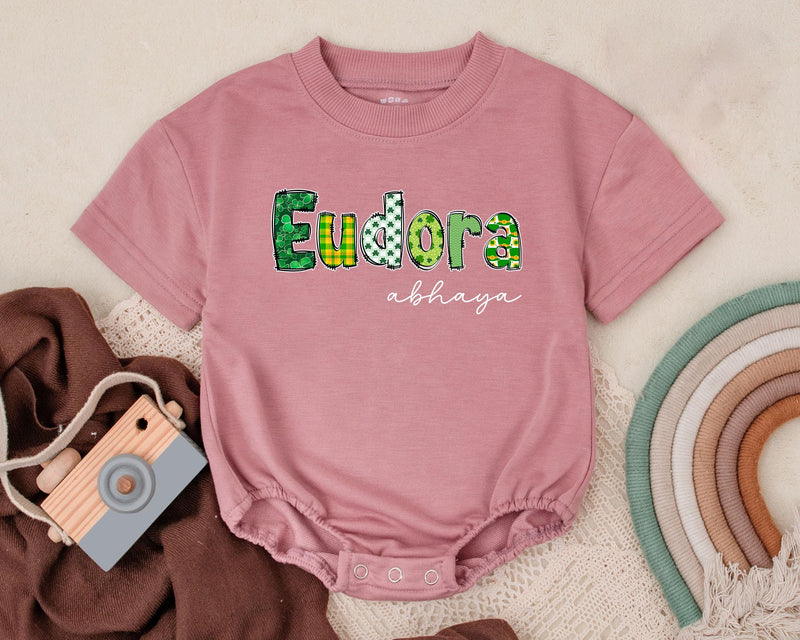 Custom St Patrick's Day Baby Romper Eudora Shamrock Design Infant Bodysuit Newborn Gift Boys Girls First Holiday Outfit Lucky Charm