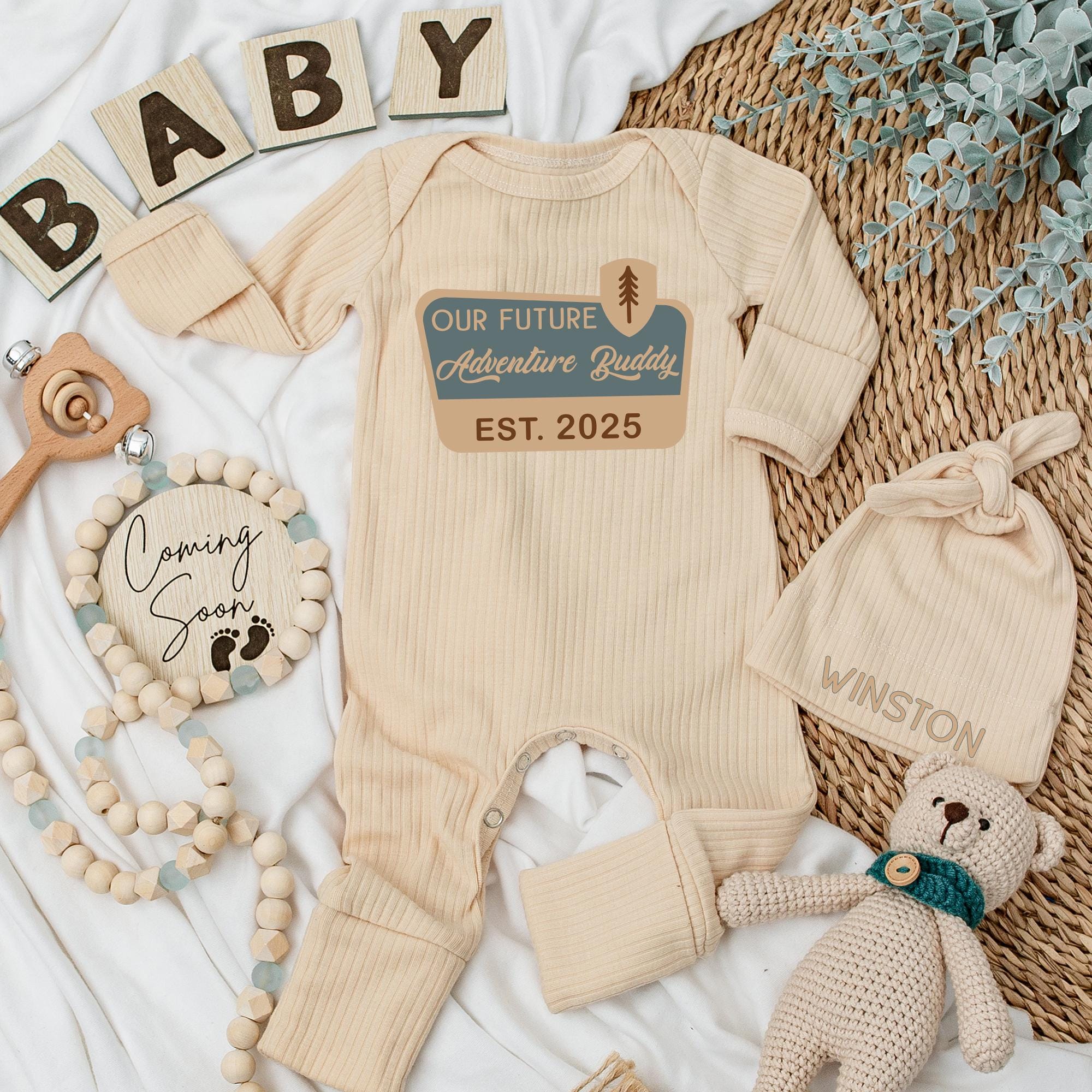 Custom Baby Bodysuit & Hat Set with Name | Adventure Buddy