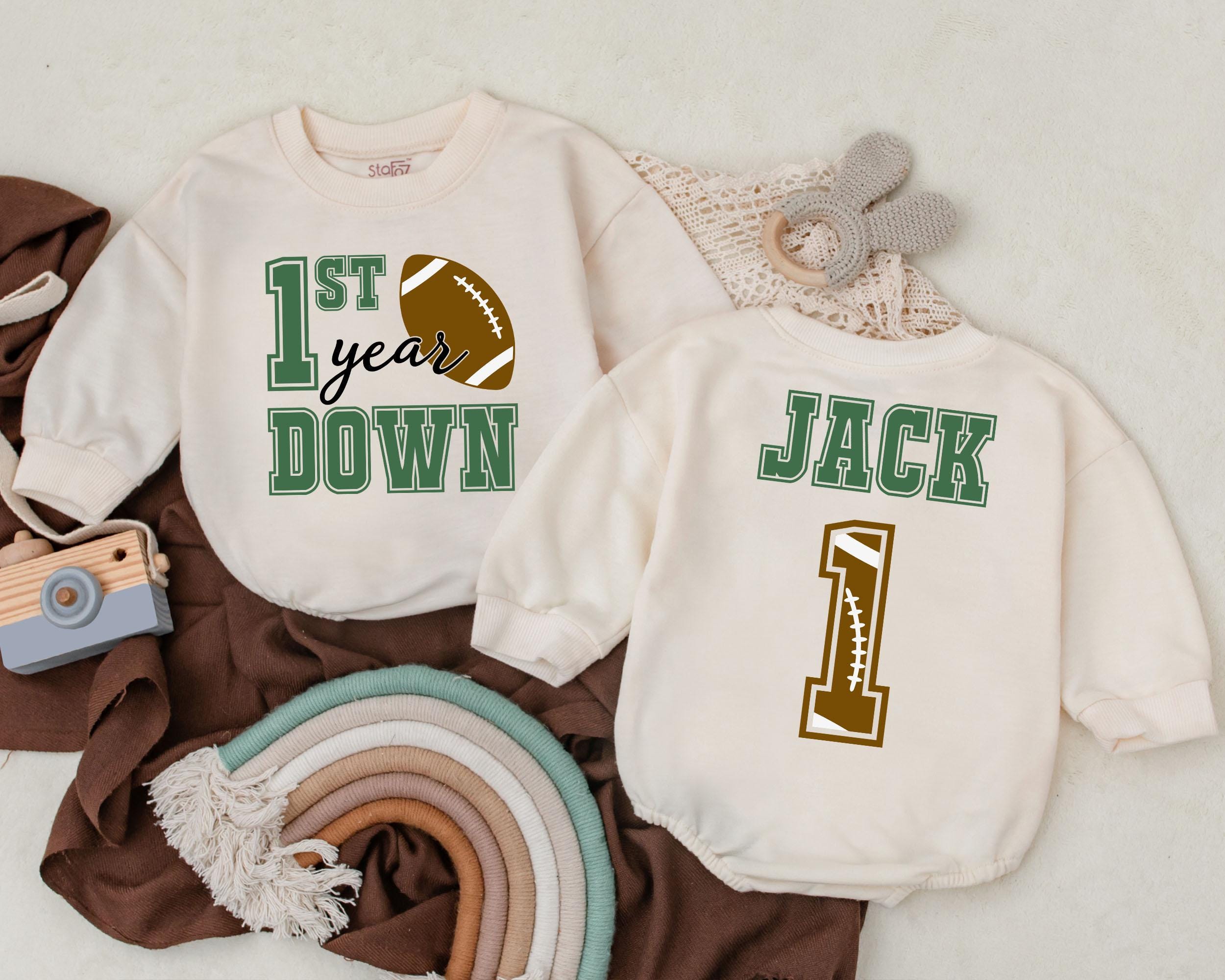 Custom First Year Football Bodysuit for Baby's Birthday Bash