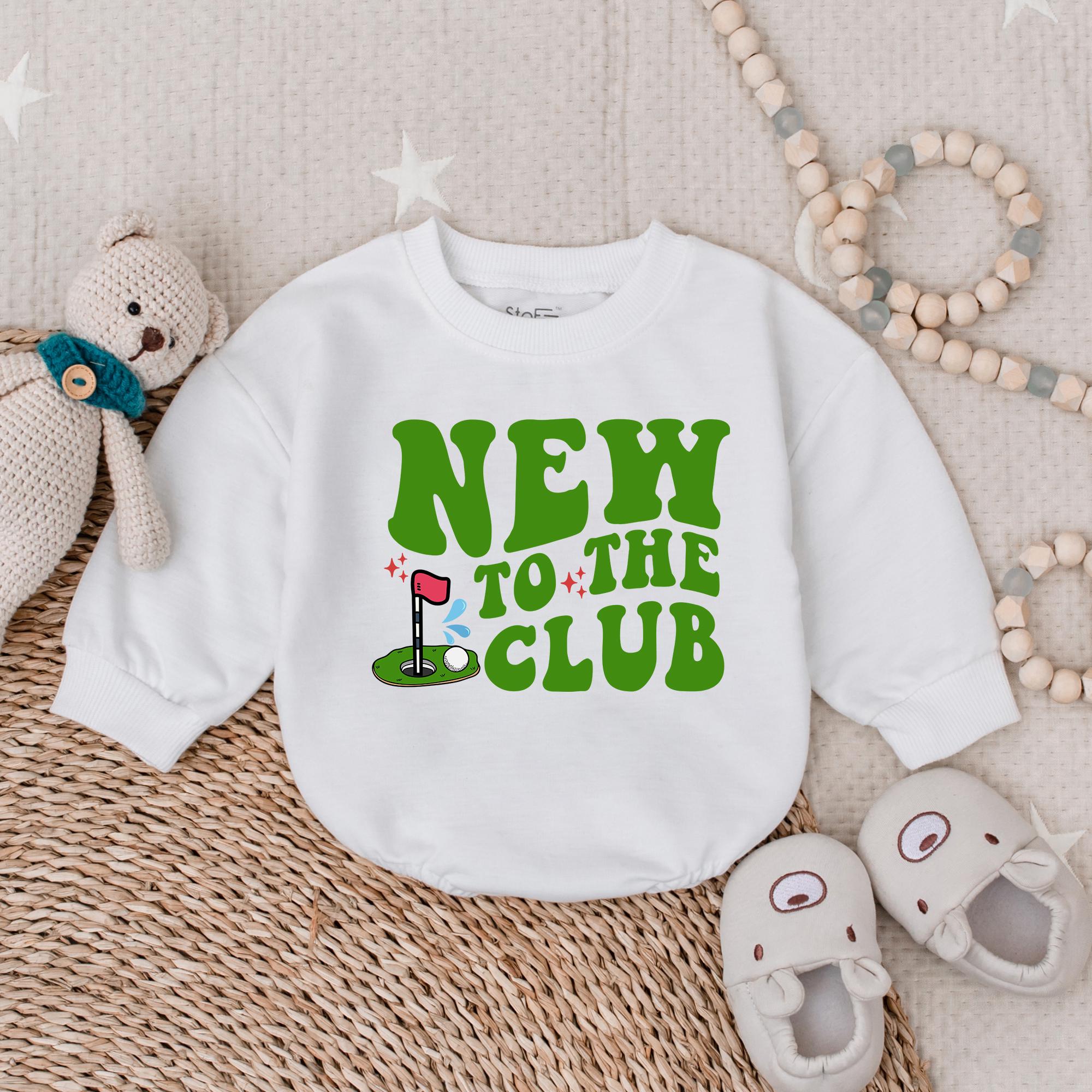New To The Club Green Golf Baby Romper Fun Newborn Outfit Soft Cotton Bodysuit Perfect Baby Shower Gift for Little Golf Lovers