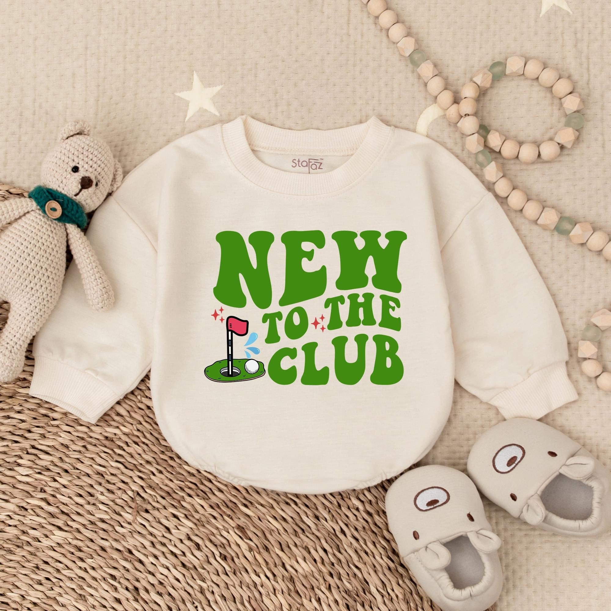 New To The Club Green Golf Baby Romper Fun Newborn Outfit Soft Cotton Bodysuit Perfect Baby Shower Gift for Little Golf Lovers