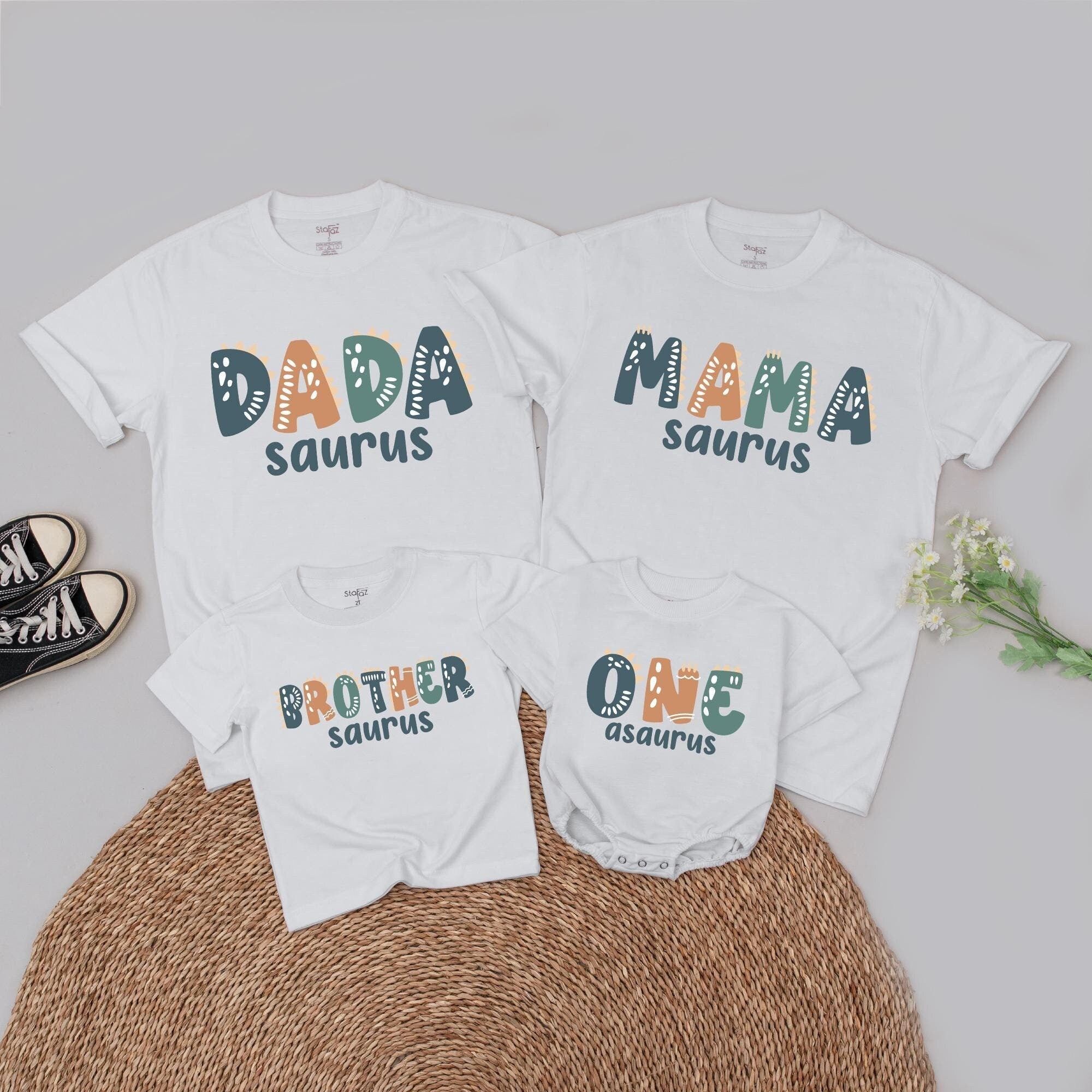 Custom Dinosaur Family Matching Tee with Name - Personalized Fun