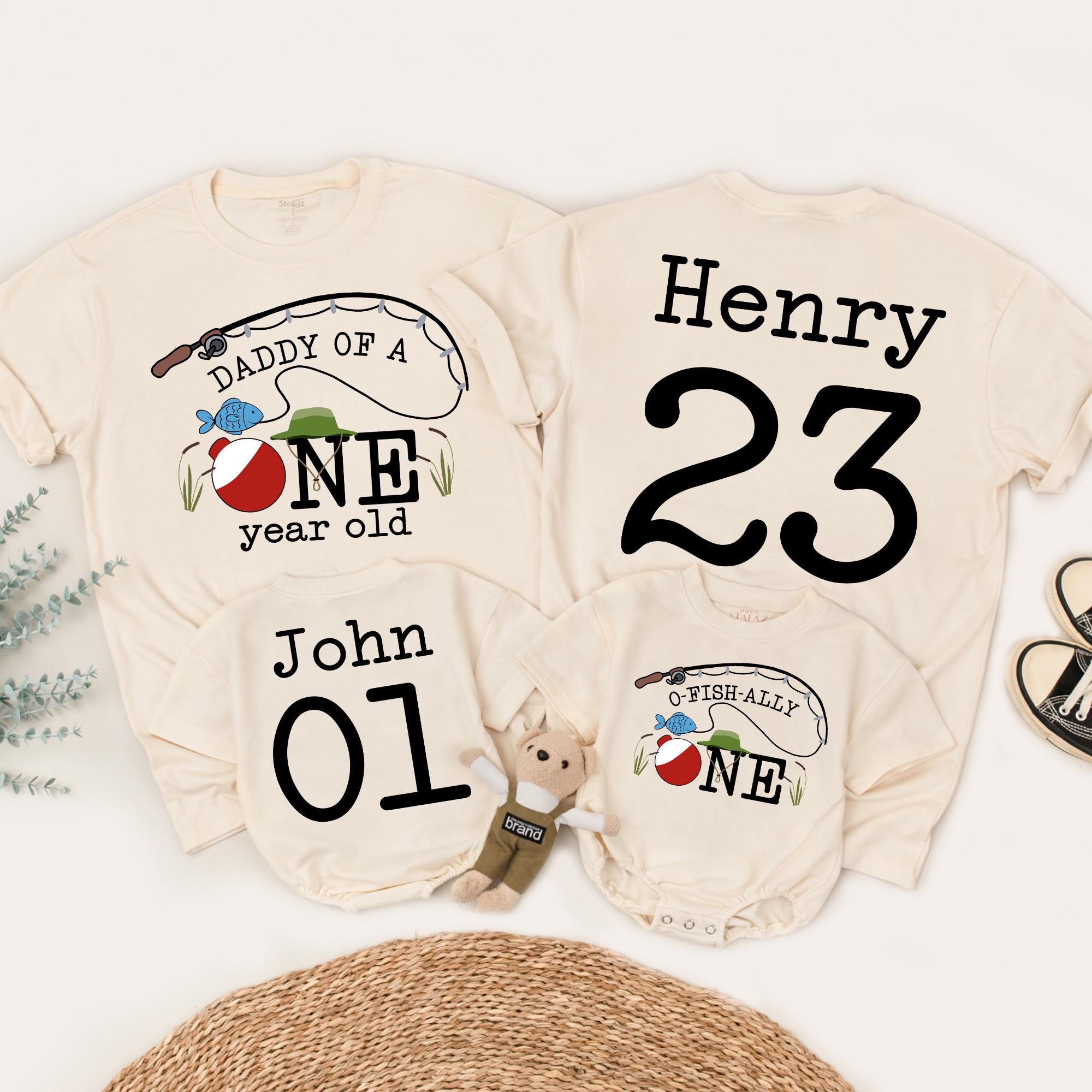 Fishing-Themed 1st Birthday Outfit with Family Matching Shirts