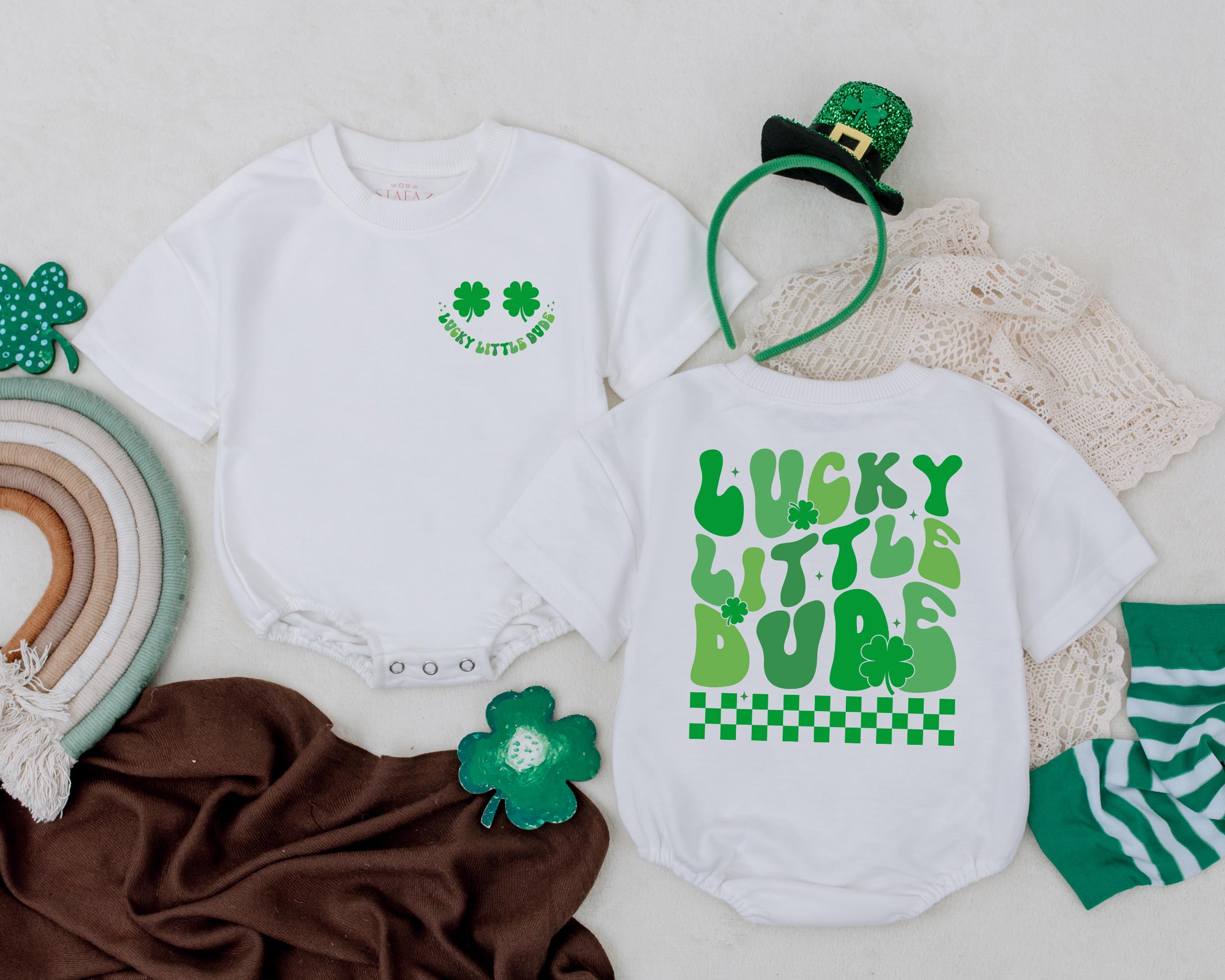 Lucky Little Dude Clover Romper for St. Patrick's Day