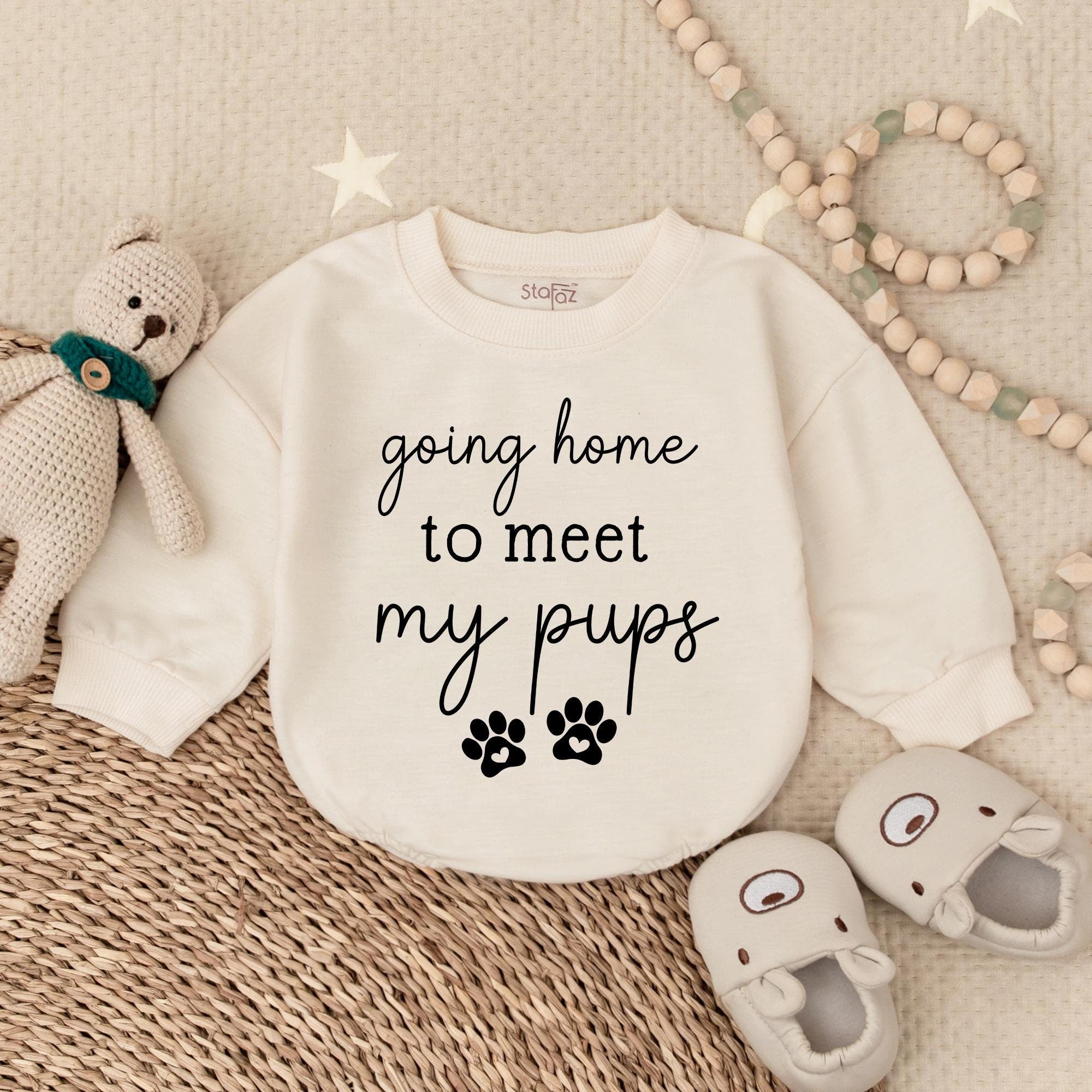 Cute 'Going Home to Meet My Pups' Baby Romper
