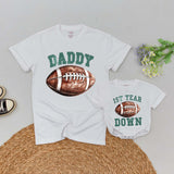 Personalized Family Football Birthday T-Shirt Custom Names First Year Down Romper Comfortable Cotton Party Outfit Mom Dad Sister Brother