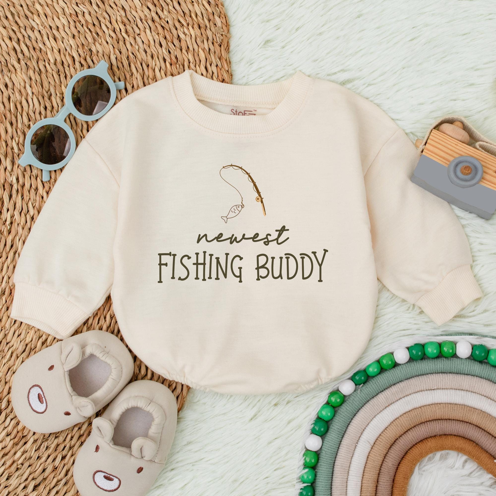 Newest Fishing Buddy Baby Romper Cute Announcement Outfit Daddy's Little Angler Infant Shower Gift Soft Cotton Playful Design