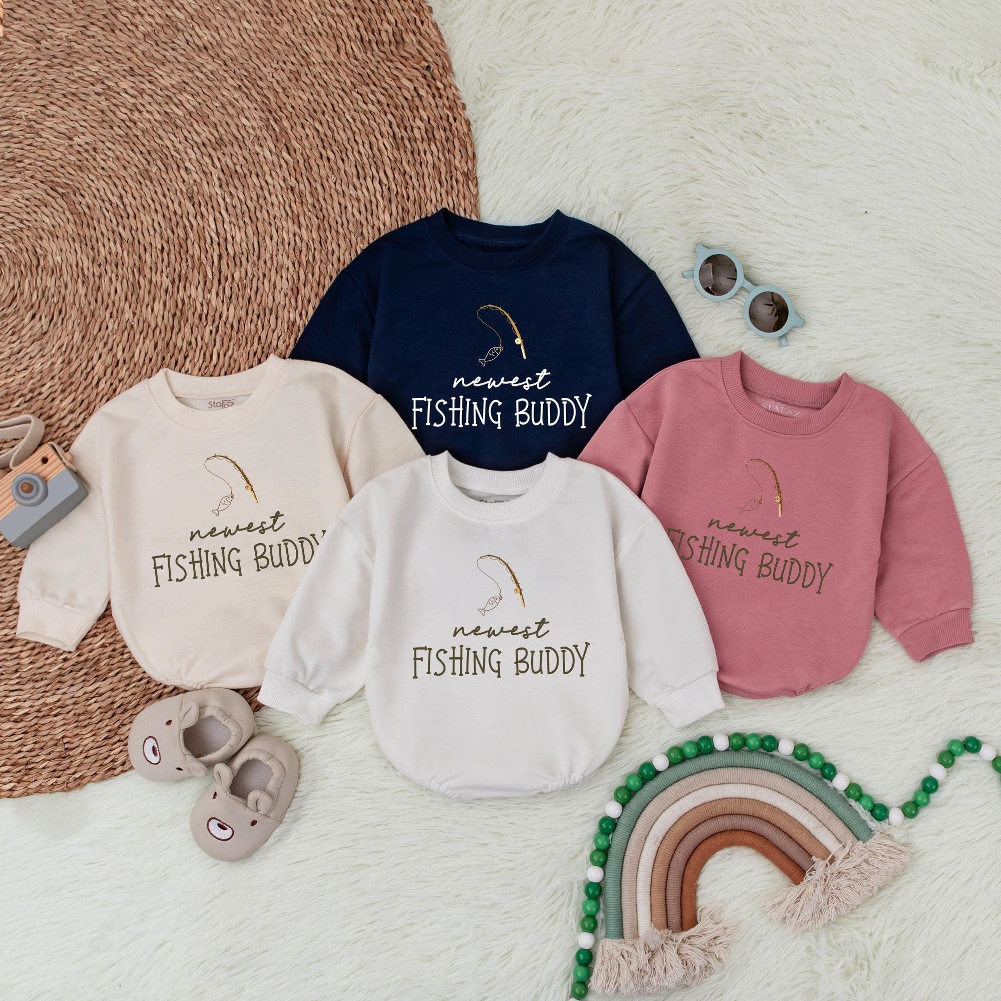 Newest Fishing Buddy Baby Romper Cute Announcement Outfit Daddy's Little Angler Infant Shower Gift Soft Cotton Playful Design