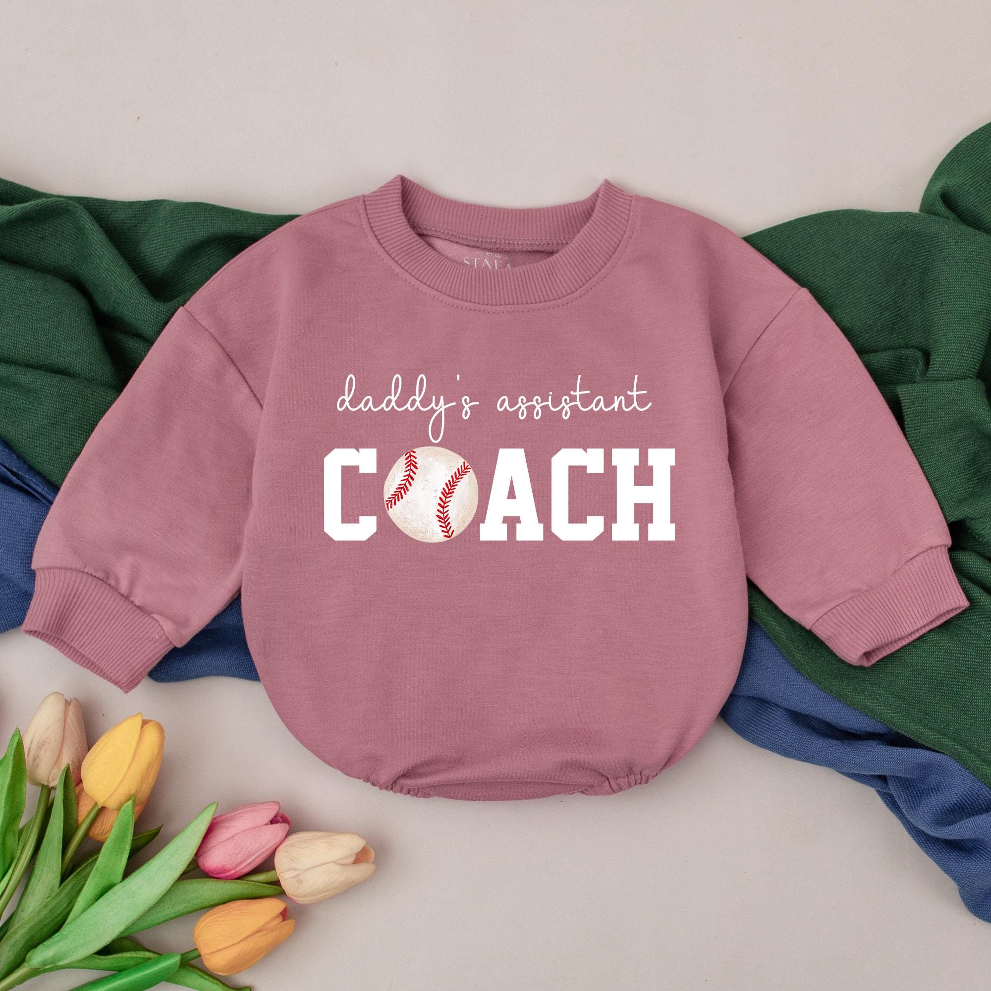 Daddy's Assistant Coach Baby Baseball Romper Outfit