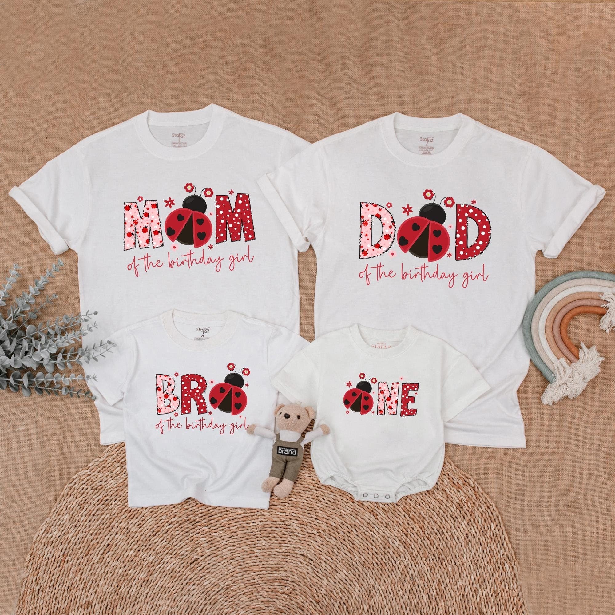 Ladybug Family Birthday Shirts with Playful Graphics
