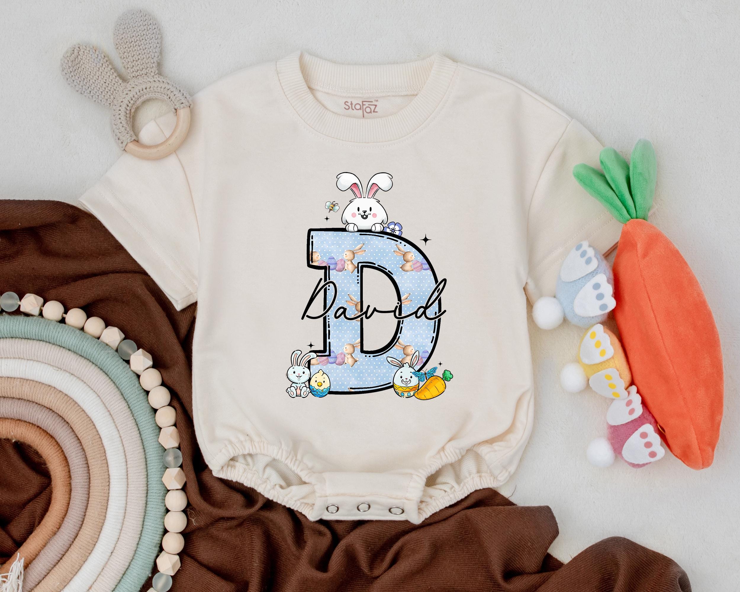 Personalized Easter Baby Romper with Bunny & Floral Design