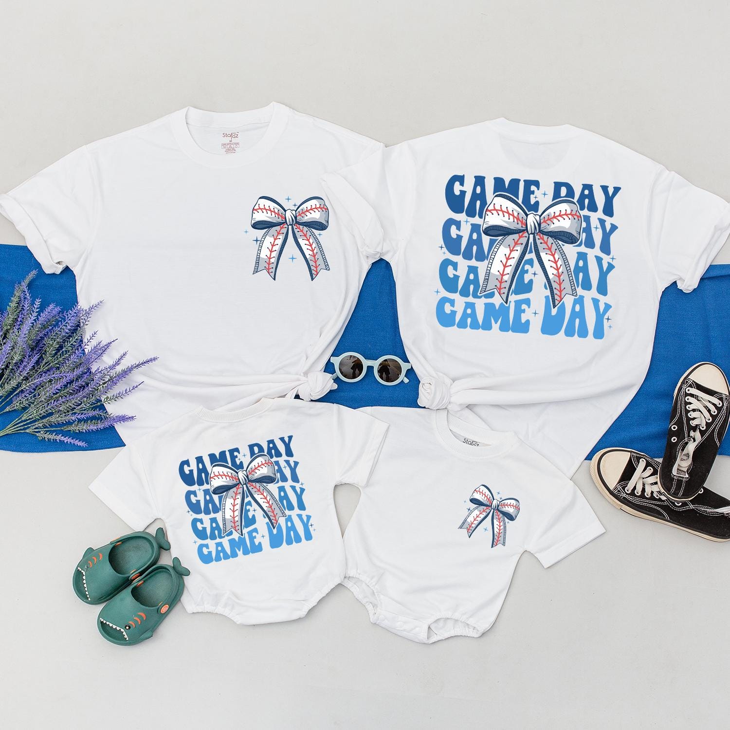 Sporty Game Day Baseball Bow Tee for Family Outings