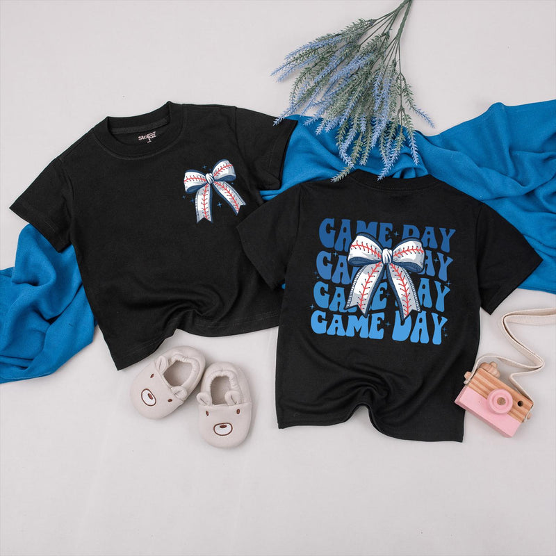 Sporty Game Day Baseball Bow Tee for Family Outings