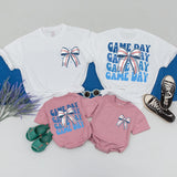 Sporty Game Day Baseball Bow Tee for Family Outings
