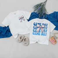 Sporty Game Day Baseball Bow Tee for Family Outings