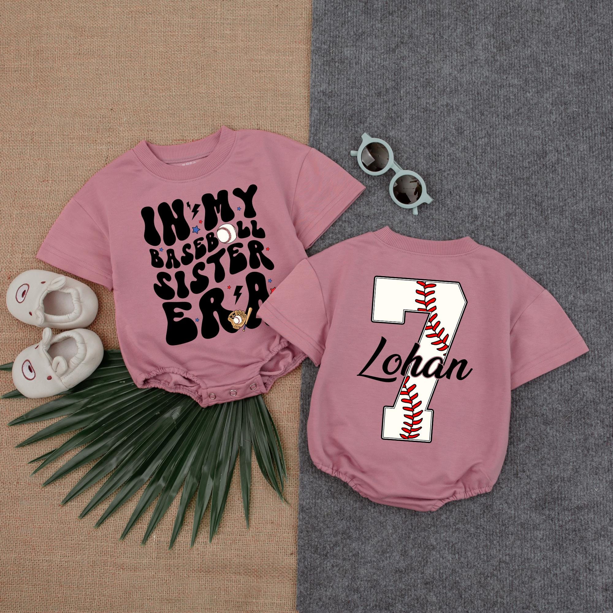 Custom Baseball Sister Romper with Name - Personalized Baby Outfit