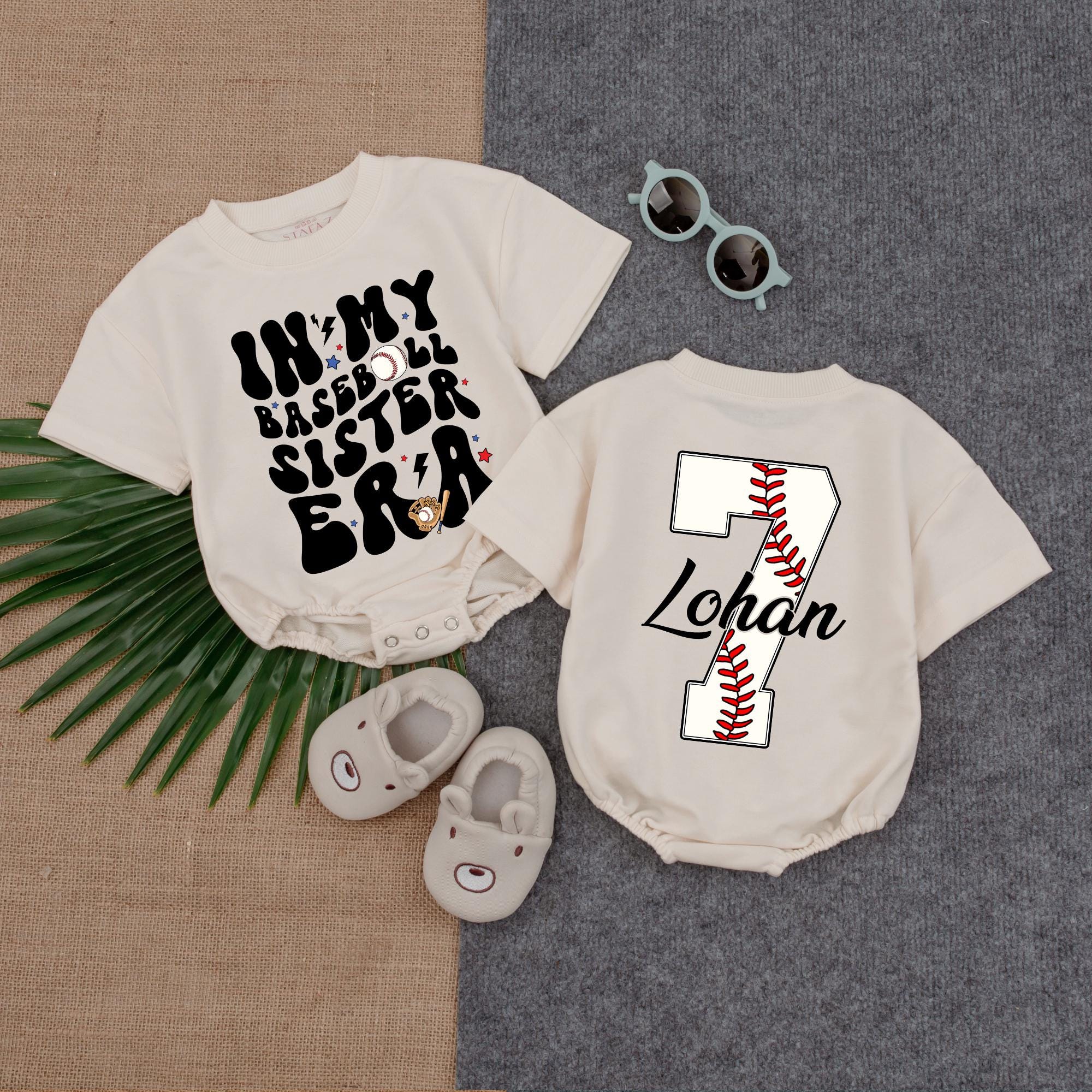 Custom Baseball Sister Romper with Name - Personalized Baby Outfit