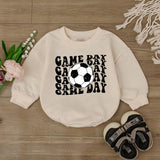 Game Day Soccer Bodysuit for Baby Boys Retro Football Romper Cute Infant Outfit Bold Black White Ball Design Cotton Comfortable Clothes