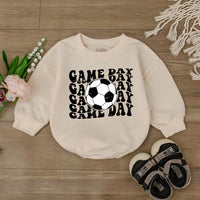 Game Day Soccer Bodysuit for Baby Boys Retro Football Romper Cute Infant Outfit Bold Black White Ball Design Cotton Comfortable Clothes