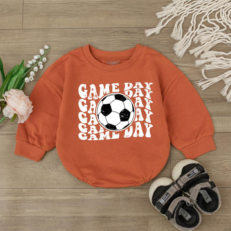Game Day Soccer Bodysuit for Baby Boys Retro Football Romper Cute Infant Outfit Bold Black White Ball Design Cotton Comfortable Clothes