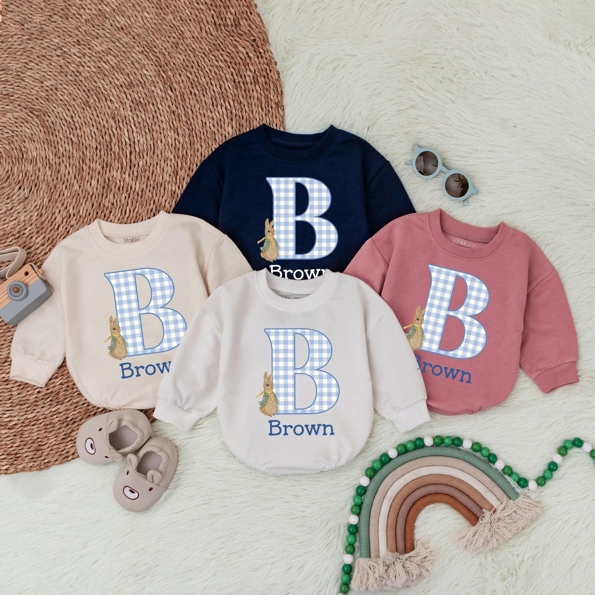 Personalized Easter Bunny Romper for Babies with Name
