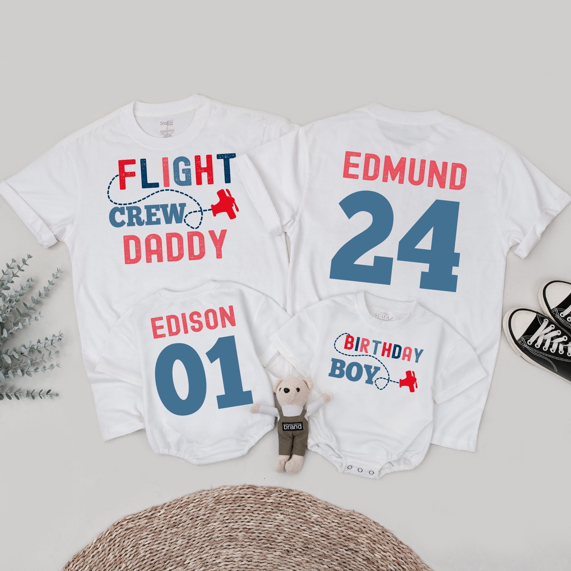 Custom Flight Crew Family Shirts for Birthday Celebration