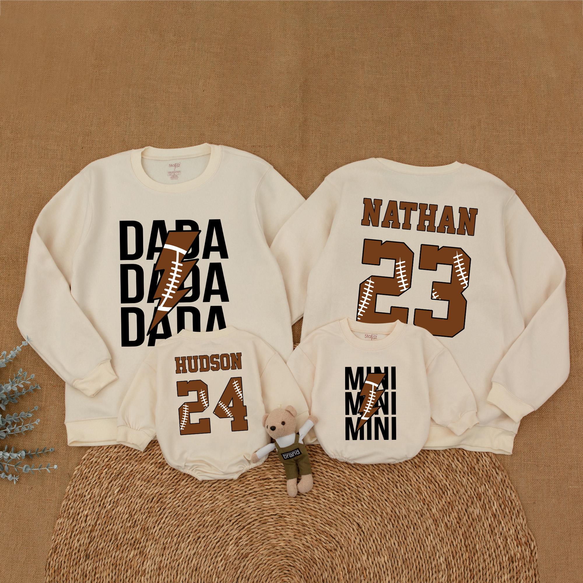 Personalized Football Family Sweatshirt Matching Mom Dad Baby Outfit Sporty Cotton Gift