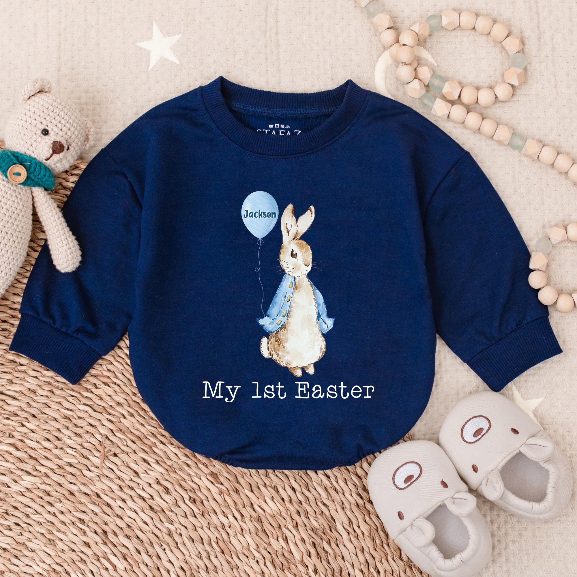 Custom Baby Boy Easter Romper with Name - 1st Easter Gift