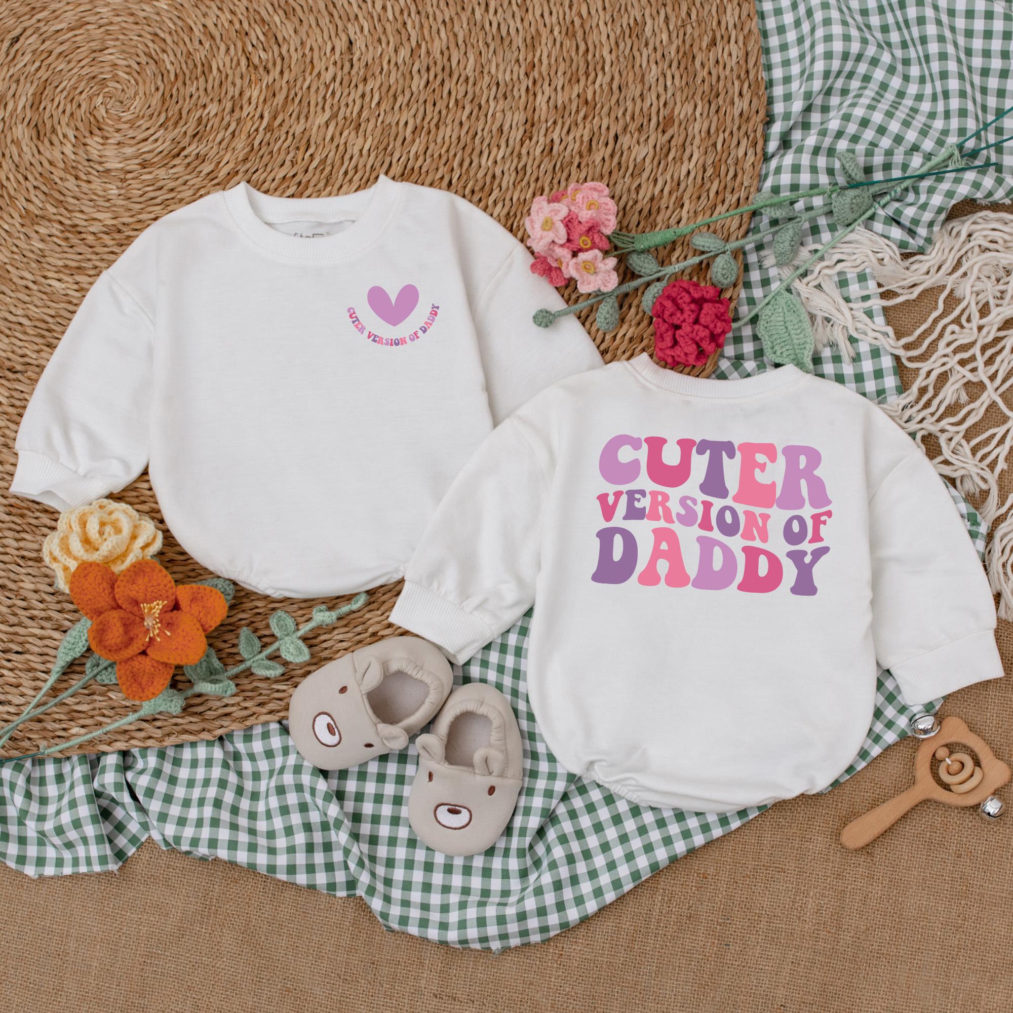 Cuter Version of Daddy Baby Romper Playful Pink Purple Girls Soft Cotton Father's Day Gift Outfit Shower Birthday