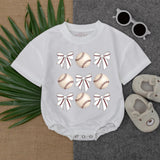 Vintage Baseball & Bow Baby Romper for Game Day