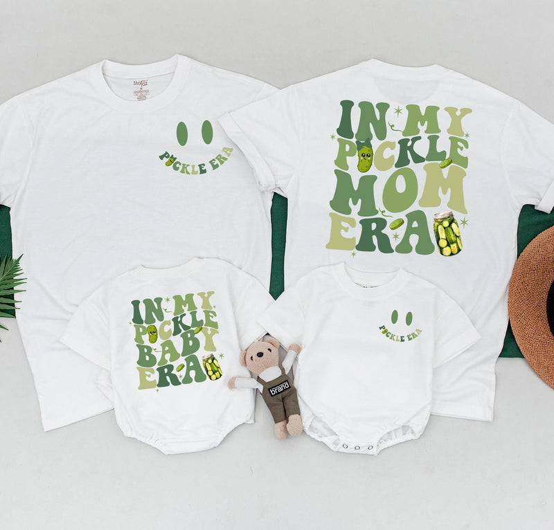 Personalized In My Pickle Era Mommy and Me Shirts Fun Family Outfit Custom Baby Bodysuit Retro Mom Gift Cute Pickle Graphics Cotton Comfort