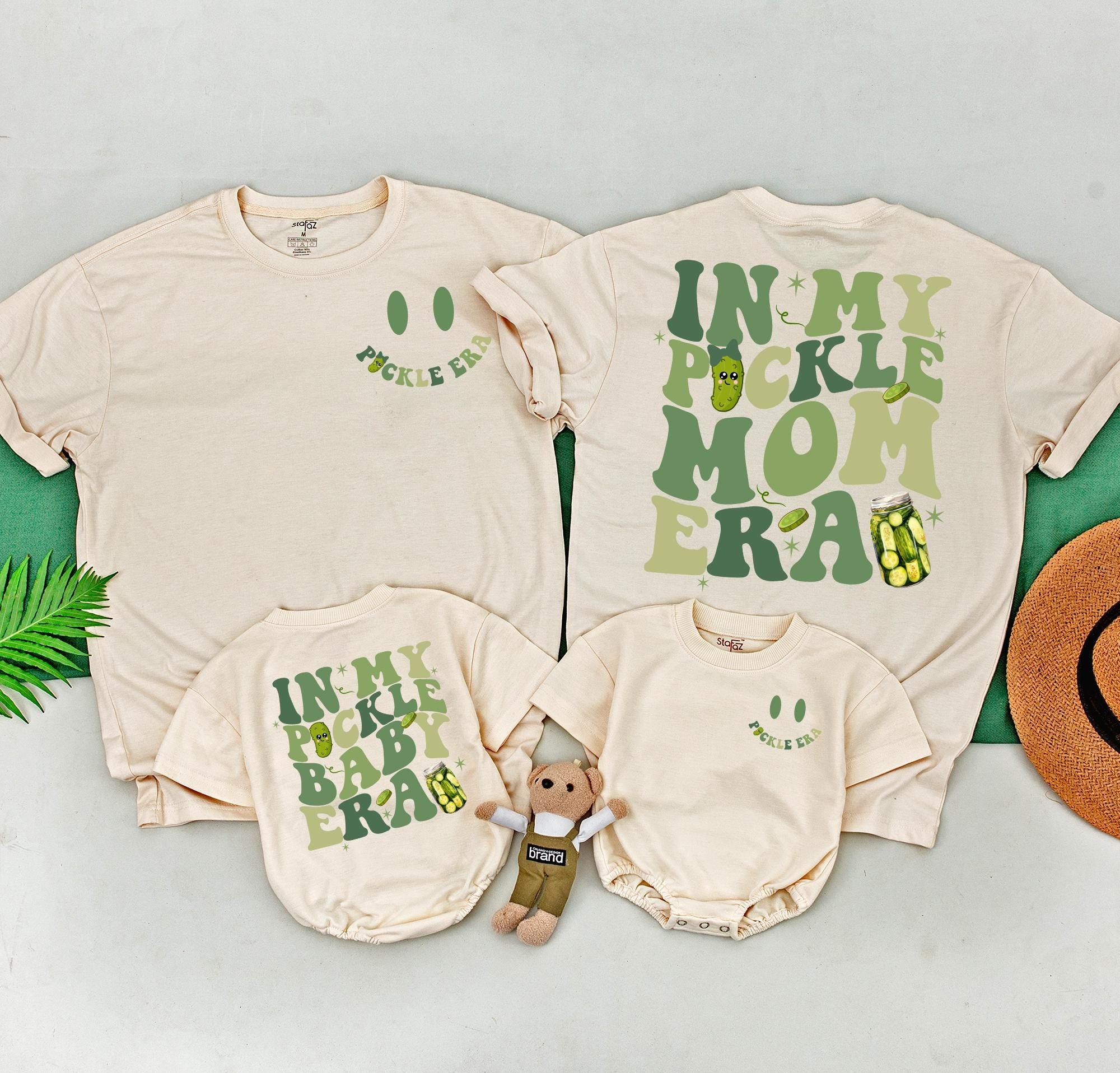 Personalized In My Pickle Era Mommy and Me Shirts Fun Family Outfit Custom Baby Bodysuit Retro Mom Gift Cute Pickle Graphics Cotton Comfort