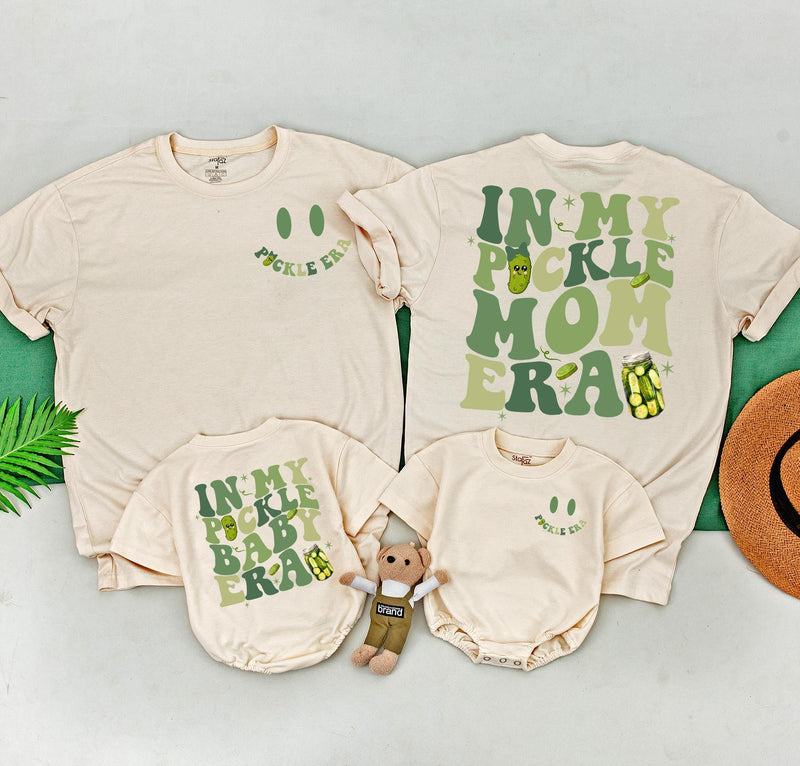 Personalized In My Pickle Era Mommy and Me Shirts Fun Family Outfit Custom Baby Bodysuit Retro Mom Gift Cute Pickle Graphics Cotton Comfort