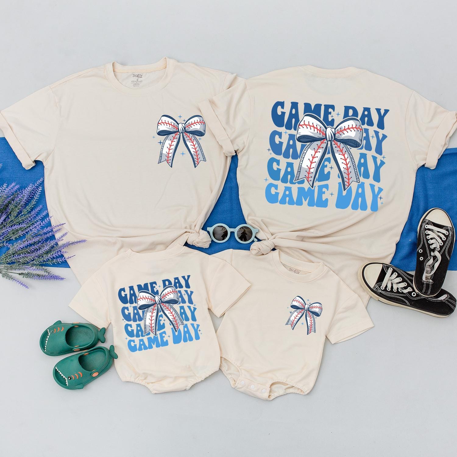 Sporty Game Day Baseball Bow Tee for Family Outings