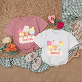 Personalized Ice Cream Baby Romper with Colorful Cones First Birthday Outfit Soft Cotton 1st Birthday Cake Smash Summer Toddler Girl