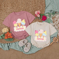 Personalized Ice Cream Baby Romper with Colorful Cones First Birthday Outfit Soft Cotton 1st Birthday Cake Smash Summer Toddler Girl
