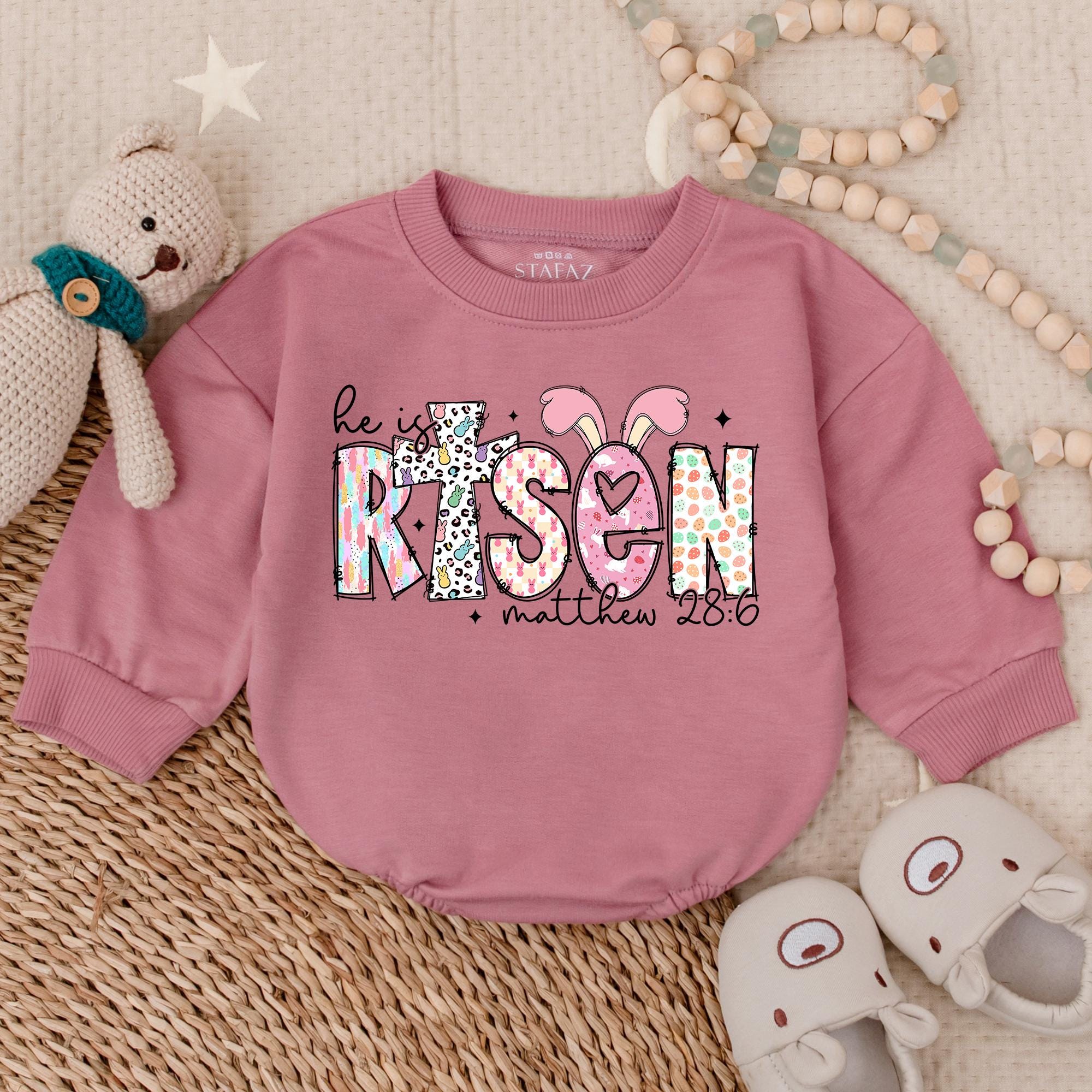 He is Risen Easter Romper: Joyful 1st Easter Baby Outfit