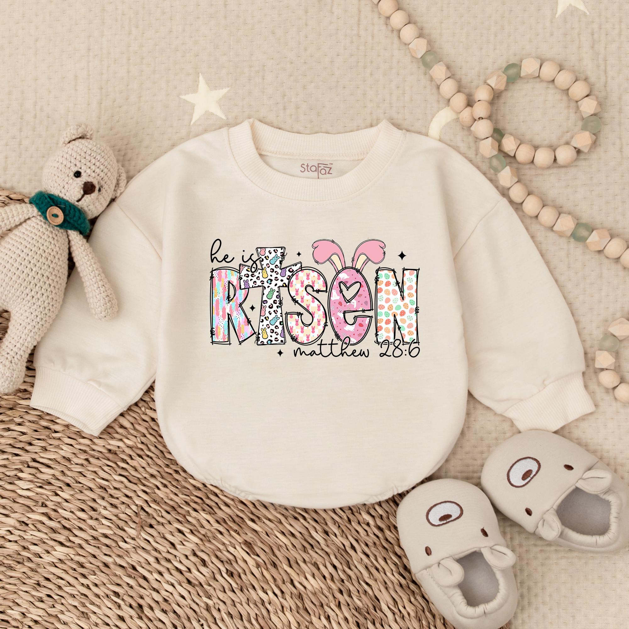 He is Risen Easter Romper: Joyful 1st Easter Baby Outfit