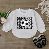 Game Day Soccer Bodysuit for Baby Boys Retro Football Romper Cute Infant Outfit Bold Black White Ball Design Cotton Comfortable Clothes