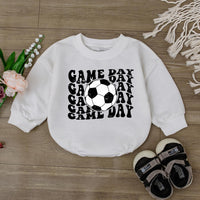 Game Day Soccer Bodysuit for Baby Boys Retro Football Romper Cute Infant Outfit Bold Black White Ball Design Cotton Comfortable Clothes