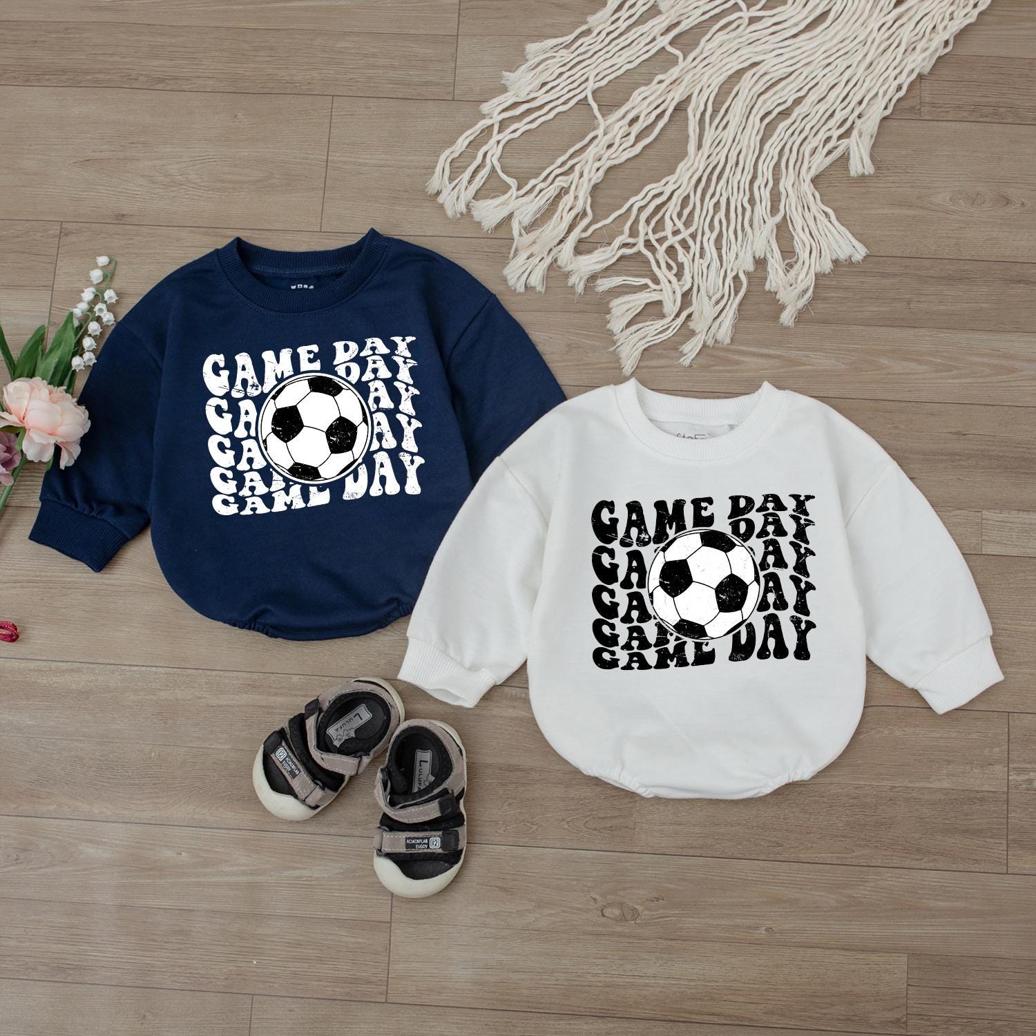 Game Day Soccer Bodysuit for Baby Boys Retro Football Romper Cute Infant Outfit Bold Black White Ball Design Cotton Comfortable Clothes