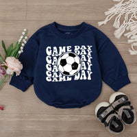 Game Day Soccer Bodysuit for Baby Boys Retro Football Romper Cute Infant Outfit Bold Black White Ball Design Cotton Comfortable Clothes