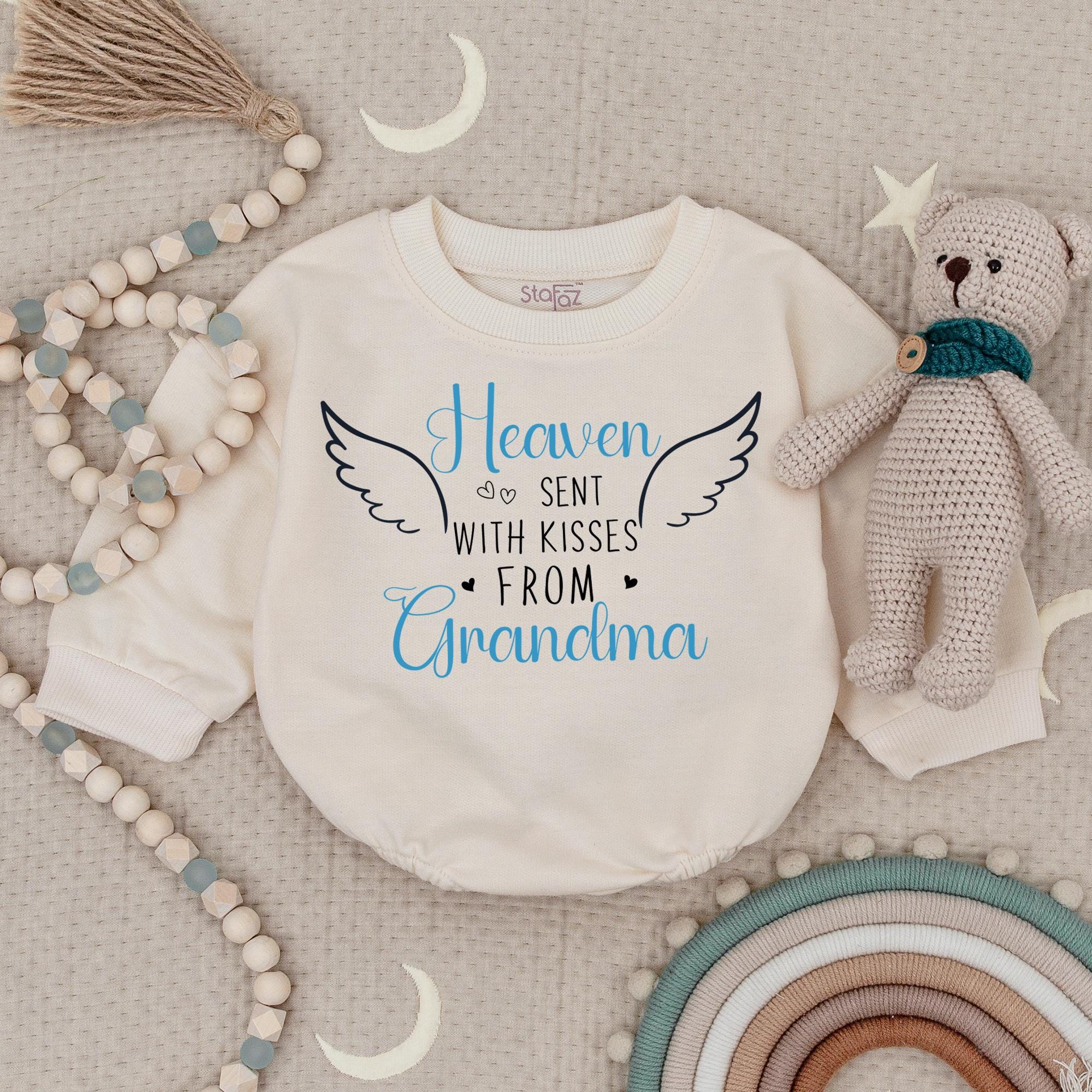 Heaven Sent Baby Bodysuit with Angel Wings Soft Cotton Custom Newborn Gift from Grandma Heartfelt Infant Romper Memory Tribute Design