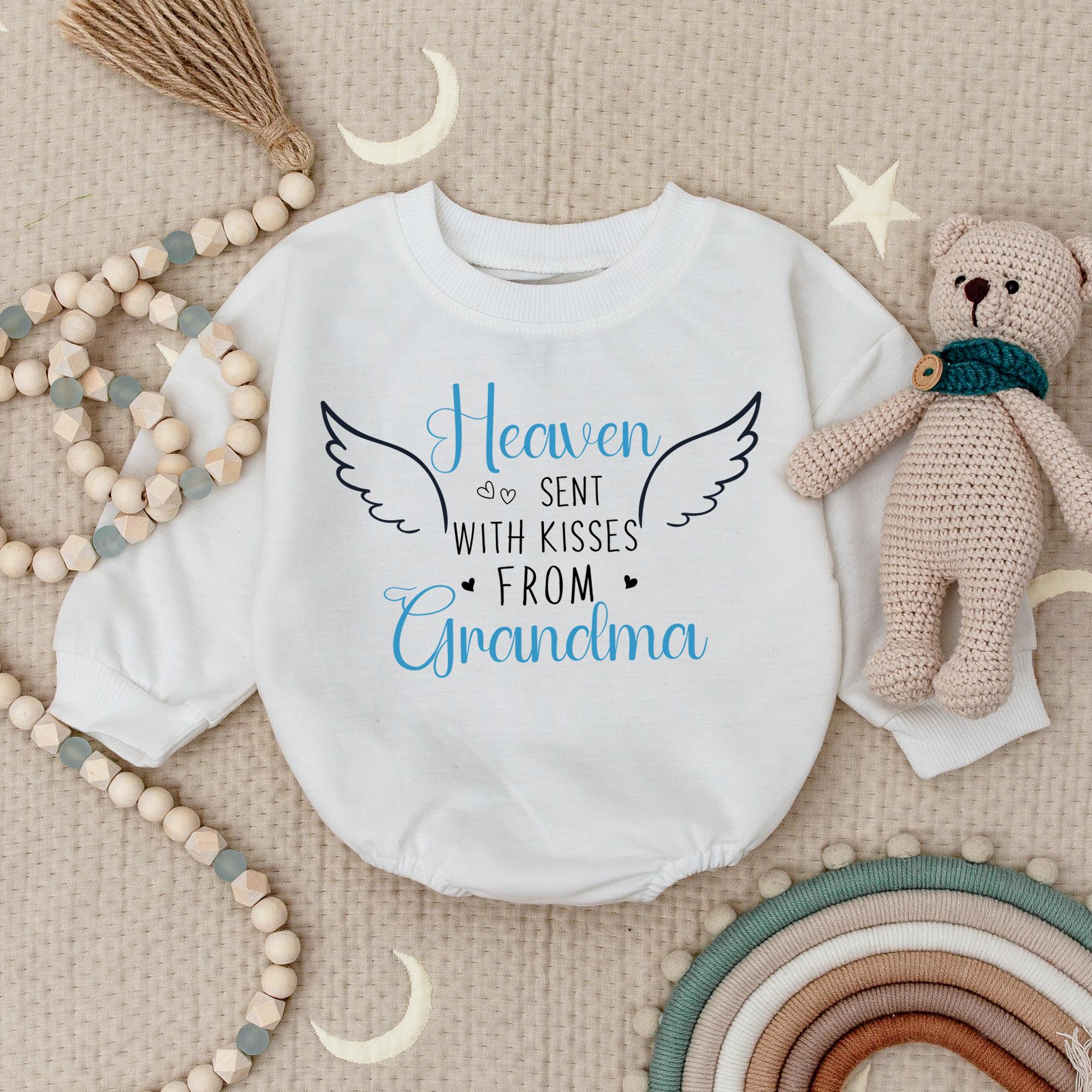Heaven Sent Baby Bodysuit with Angel Wings Soft Cotton Custom Newborn Gift from Grandma Heartfelt Infant Romper Memory Tribute Design