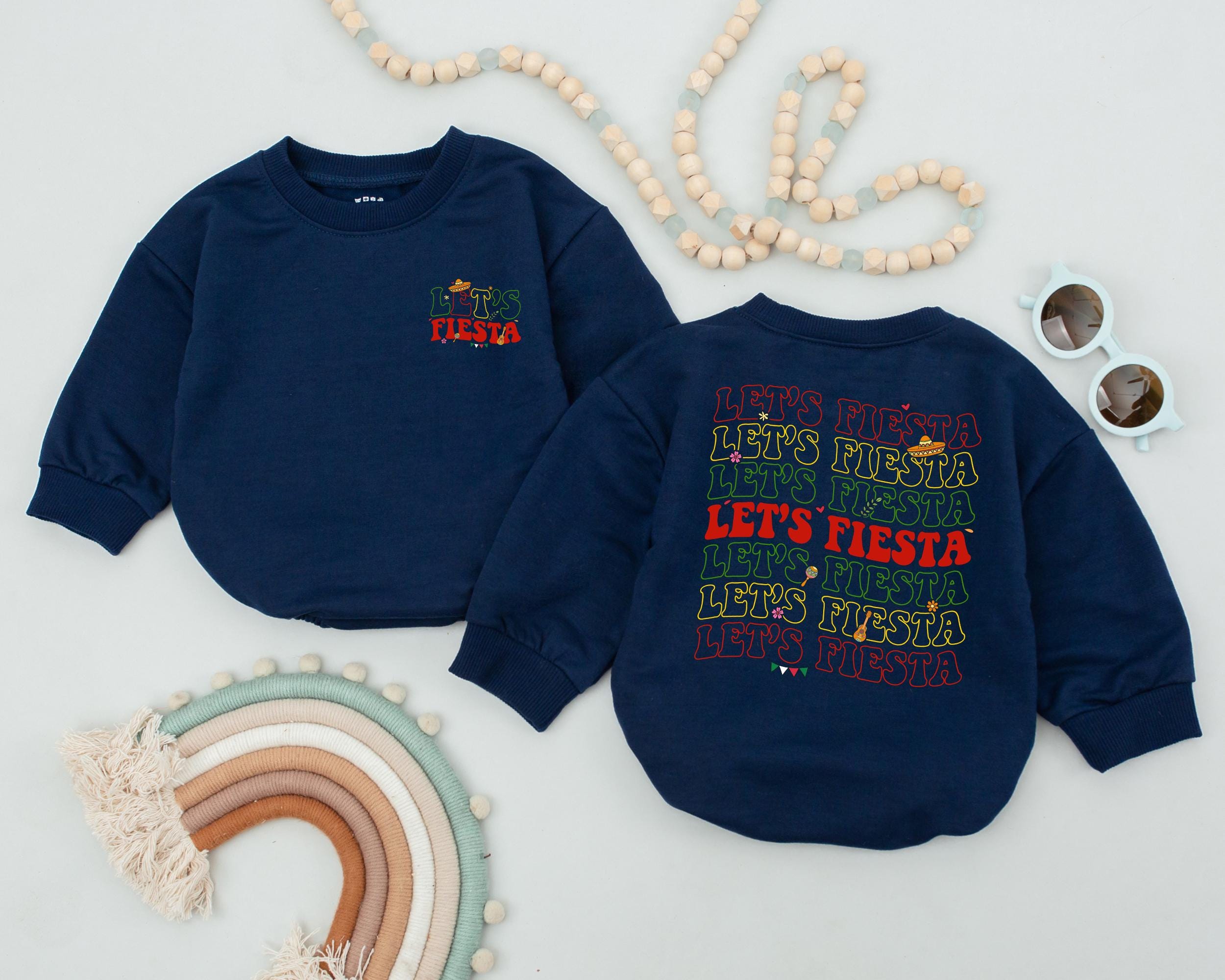 Let's Fiesta Baby Romper First Birthday Outfit Soft Cotton Cinco De Mayo Bodysuit Colorful Print Infant Party Gift Comfortable Wear