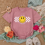 Personalized Baby Boy Romper with Checkered Smiley Face Birthday Outfit Infant Cotton Comfortable Gift