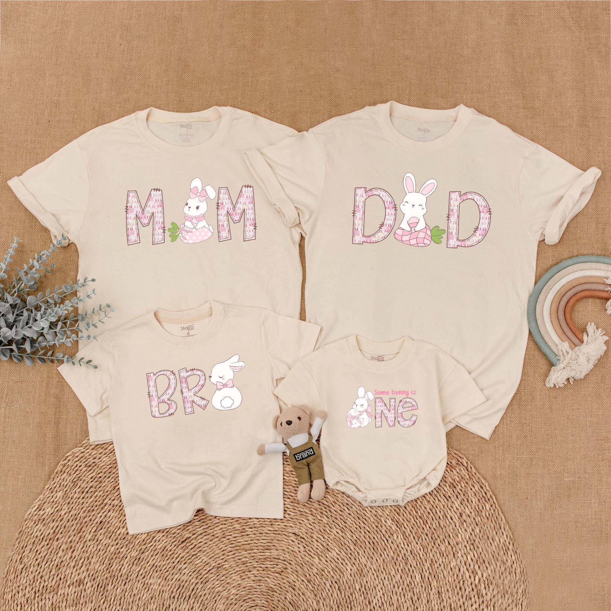 Bunny-Themed Family Birthday Shirts for First Birthday Celebration
