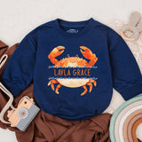 Personalized Crab Baby Romper with Smiling Face Ocean Design Custom Name Soft Cotton Coastal Gift for Newborns and Toddlers 140 Characters