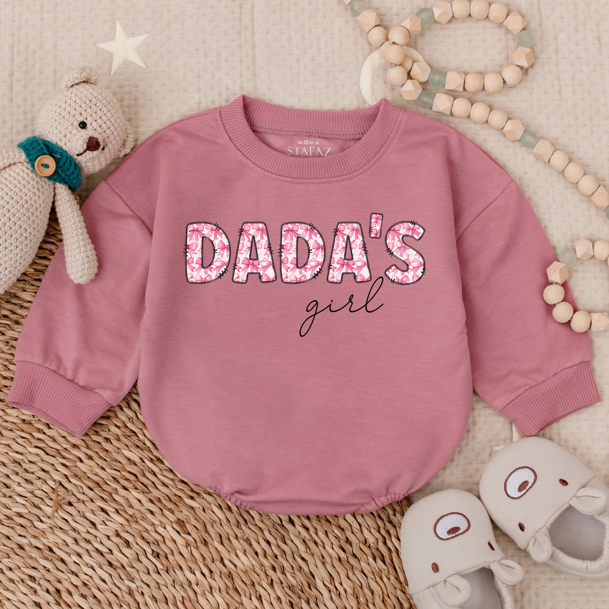 Dada's Girl Floral Romper Newborn Baby Outfit Daddy's Bestie First Father's Day Gift Soft Comfortable Cotton Pink Black Design